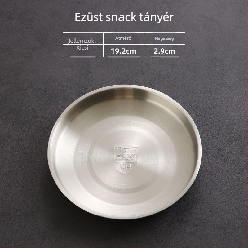 Lapos tál – rozsdamentes acélból, kerek, elektroplatált felület, egyszínű dizájn, mikrohullámú sütőben használható