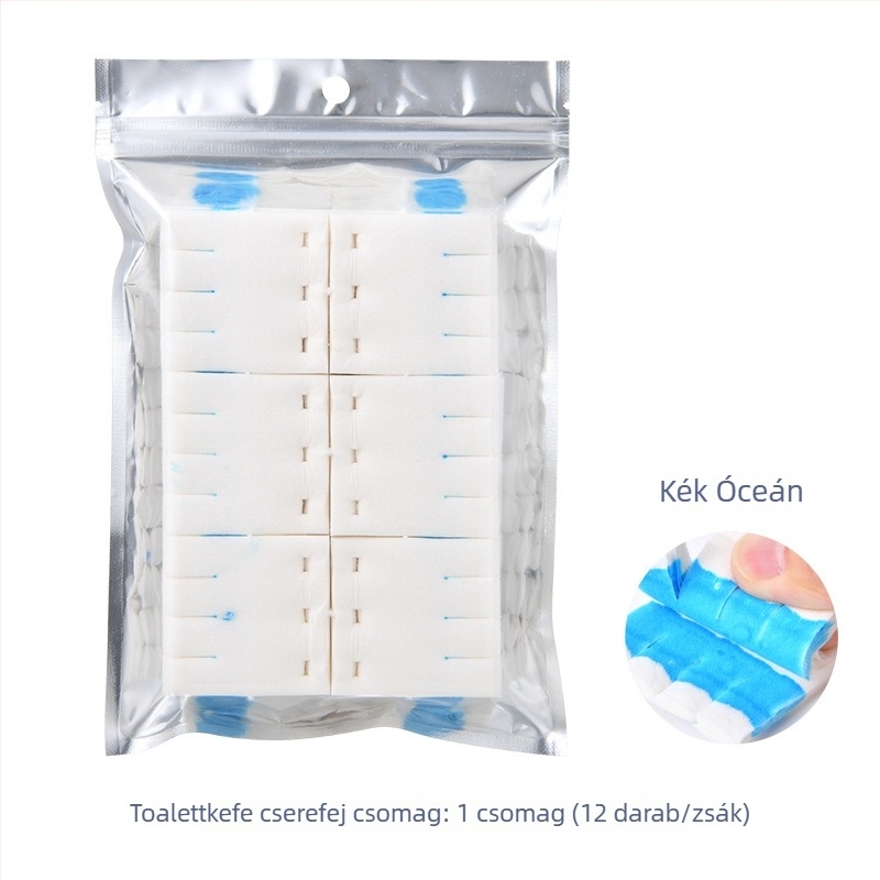 Egyszer használatos vécé kefekészlet hosszú nyéllel, cserélhető fejjel, holt szög nélküli, műanyag kivitel.