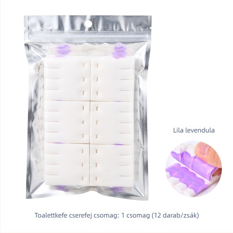 Egyszer használatos vécé kefekészlet hosszú nyéllel, cserélhető fejjel, holt szög nélküli, műanyag kivitel.