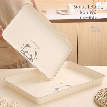Hosszúkás teás tálca, műanyag, kézzel készített, vastított kivitel, japán stílus, egyszerű stílus; alkalmas teához, poharakhoz, gyümölcsökhöz és kávézói desszertekhez