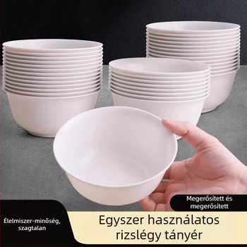 Egyszer használatos rizshéj tál, élelmiszer-minőségű műanyag, vastított, hőálló, 350 ml