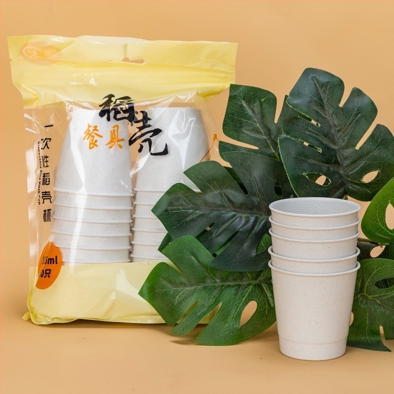 Egyszer használatos rizshéj tál, élelmiszer-minőségű műanyag, vastított, hőálló, 350 ml