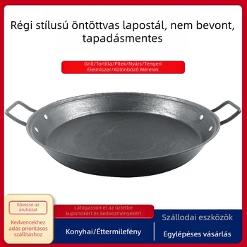 Öntöttvas serpenyő bevonat nélküli, tapadásmentes felülettel, kompatibil indukciós és gáztűzhellyel