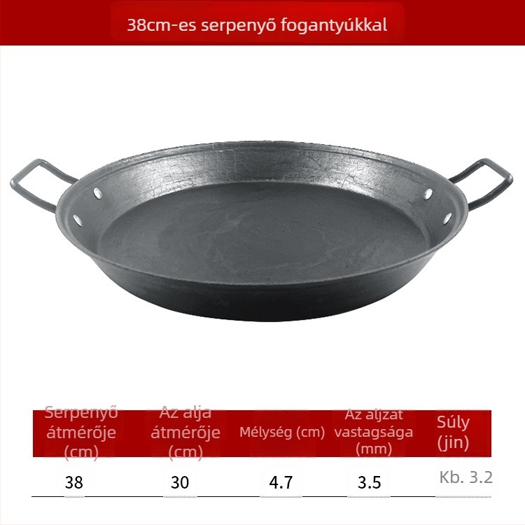 Öntöttvas serpenyő bevonat nélküli, tapadásmentes felülettel, kompatibil indukciós és gáztűzhellyel