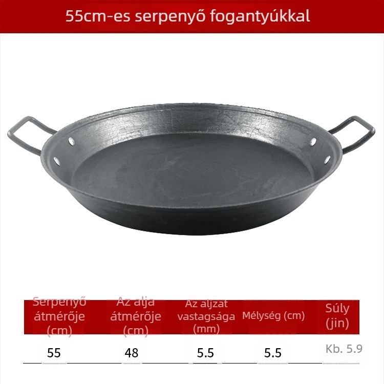 Öntöttvas serpenyő bevonat nélküli, tapadásmentes felülettel, kompatibil indukciós és gáztűzhellyel