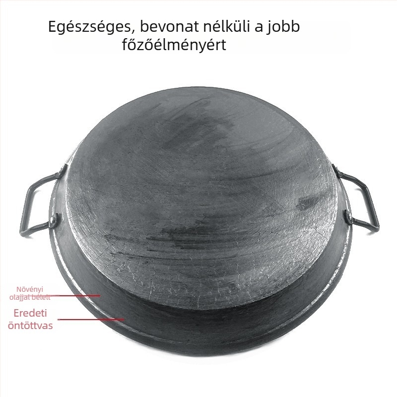 Öntöttvas serpenyő bevonat nélküli, tapadásmentes felülettel, kompatibil indukciós és gáztűzhellyel