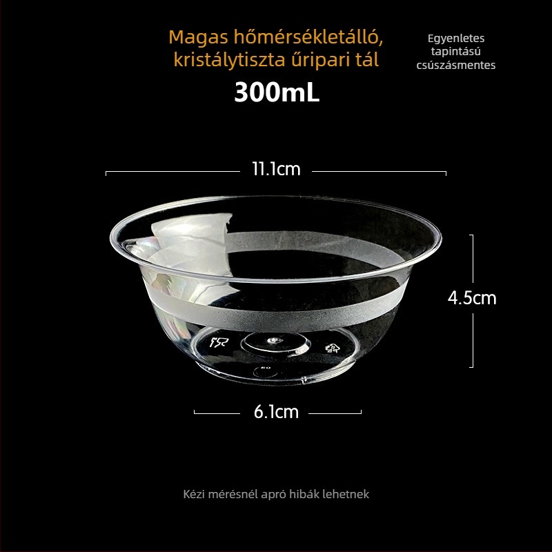 Egyszer használatos tál Li shen, vastagított műanyag, körülbelül 300 ml, 20 darabos csomag