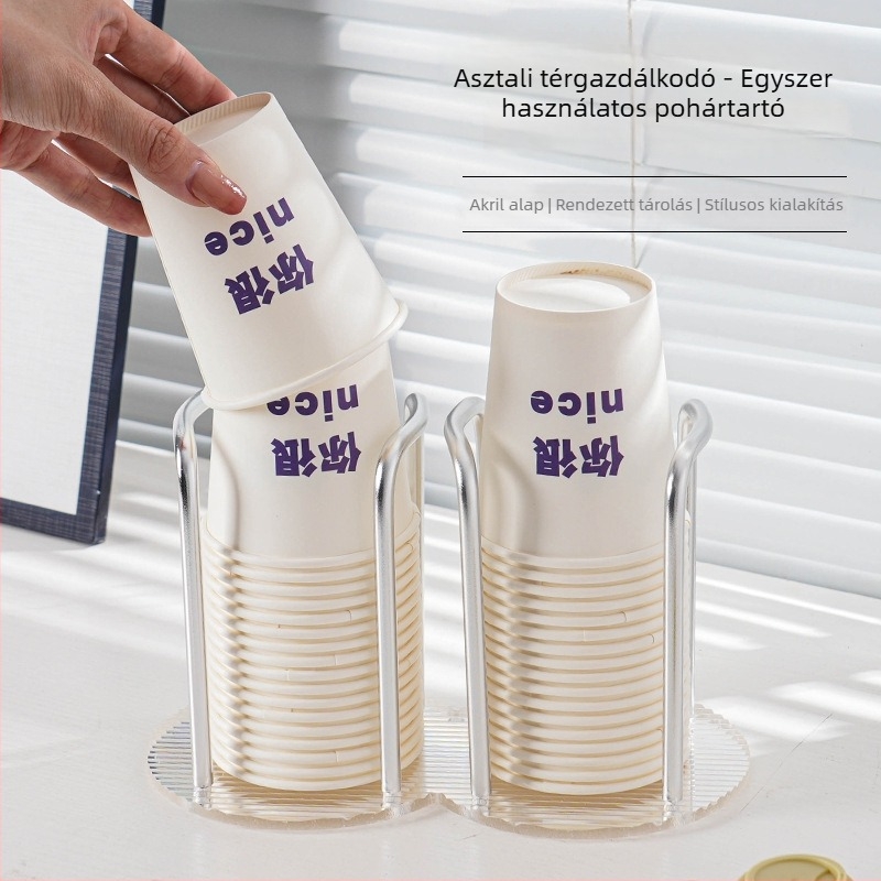 Csészatartó egyszer használatos vagy dupla poharakhoz, műanyag asztali tartó (modern stílus; 200 g)
