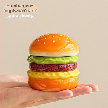 Kerámia hamburger gyümölcs villa készlet tárolóval és desszert villa