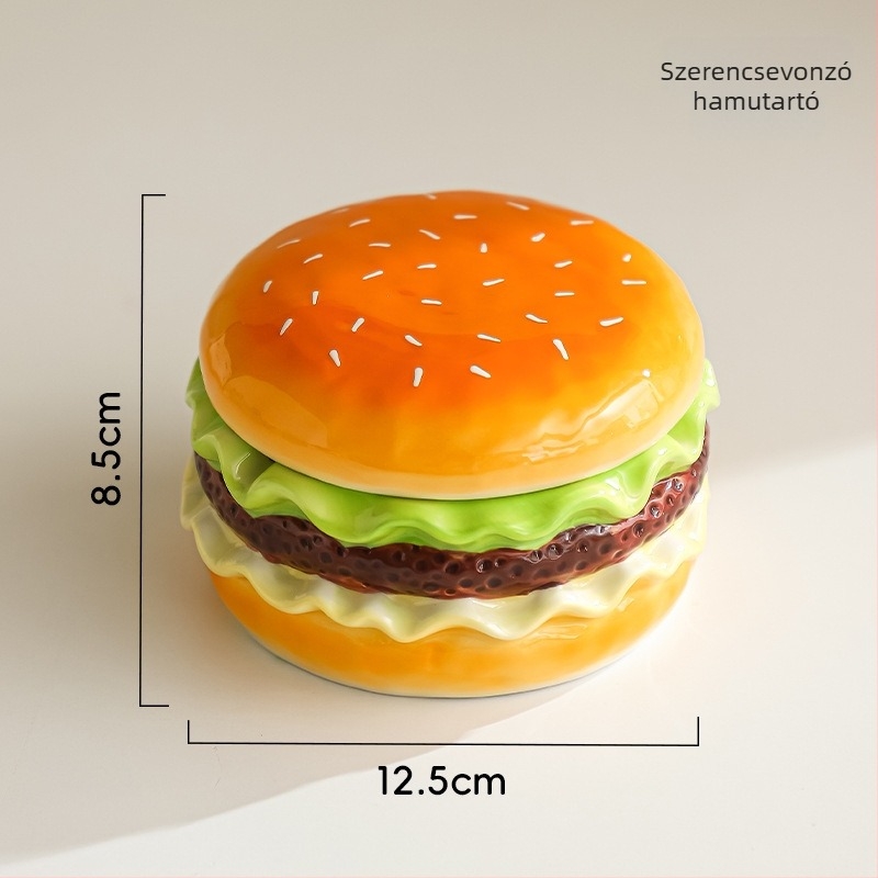 Kerámia hamburger gyümölcs villa készlet tárolóval és desszert villa
