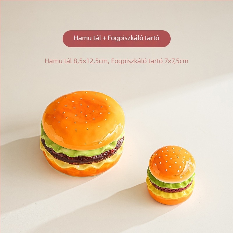 Kerámia hamburger gyümölcs villa készlet tárolóval és desszert villa