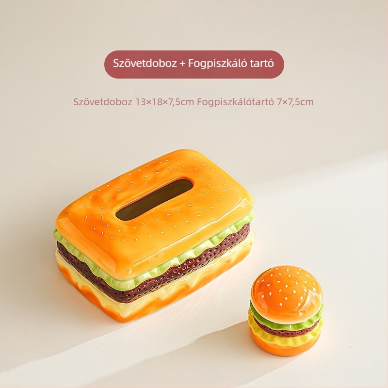 Kerámia hamburger gyümölcs villa készlet tárolóval és desszert villa