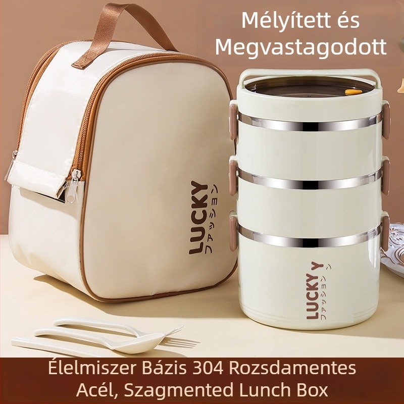 Élelmiszer-minőségű rozsdamentes acél ebédes doboz, hengeres forma, 1–2 L kapacitás, többszintes, diákoknak, mikrohullámú sütővel kompatibilis