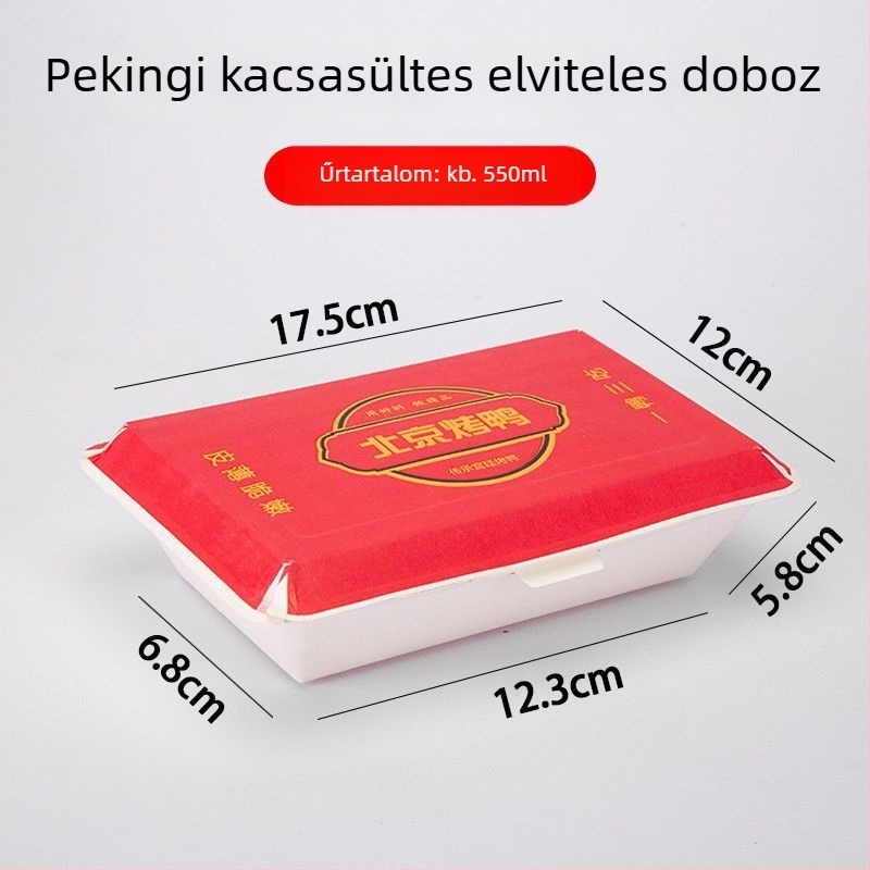 Egyszer használatos, téglalap alakú papírtálca ételrendeléshez – sült kacsa, osztrigás és rizses ételekhez