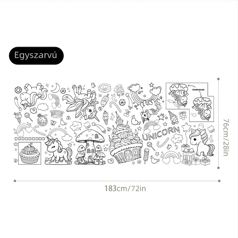 Egyszer használatos gyerekasztalterítő – DIY Cartoon rajz, papíralapú asztalterítő, poszter-stílusú tevékenység, születésnap, karácsony, Halloween