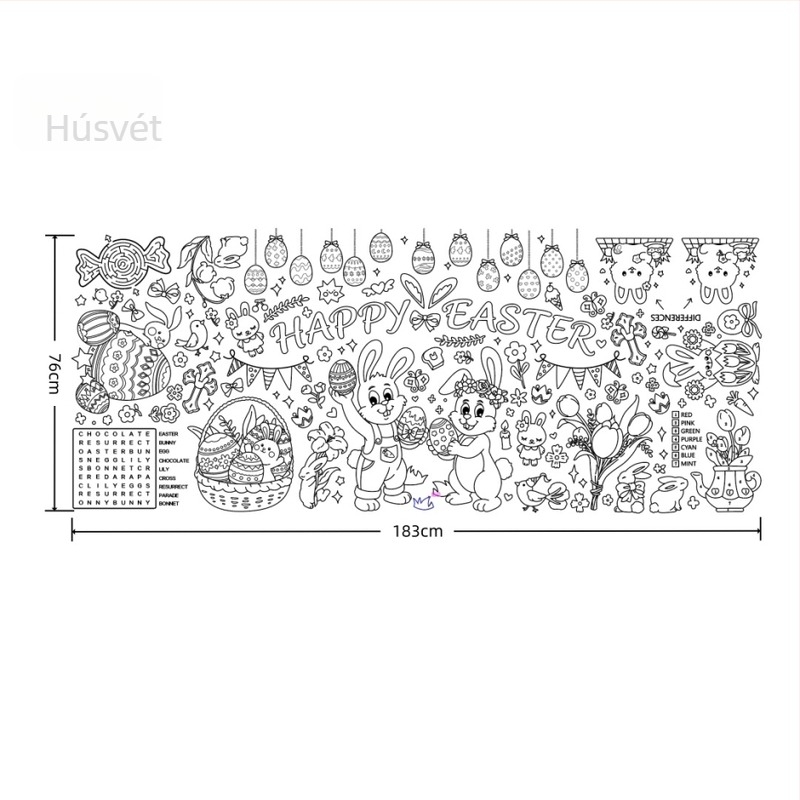 Egyszer használatos gyerekasztalterítő – DIY Cartoon rajz, papíralapú asztalterítő, poszter-stílusú tevékenység, születésnap, karácsony, Halloween