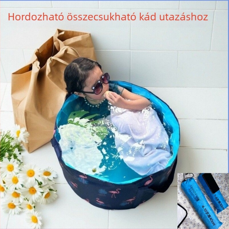 Összecsukható, hordozható gyerekfürdő kád utazáshoz