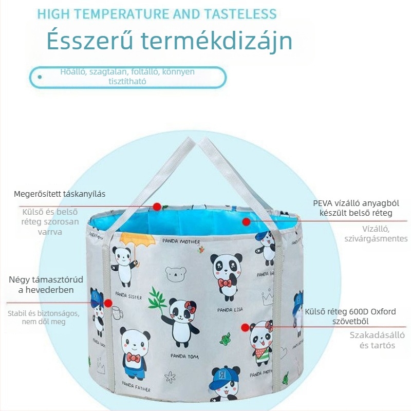 Összecsukható, hordozható gyerekfürdő kád utazáshoz