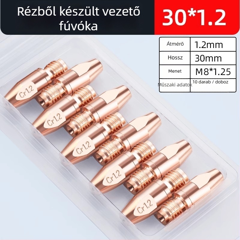 36KD vezető fúvóka króm-zirkónium rézből, európai stílusú gázvédett ívhegesztéshez, hegesztőpisztolyhoz való kiegészítő, alumínium huzalhoz