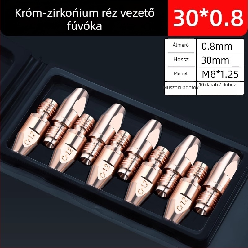 36KD vezető fúvóka króm-zirkónium rézből, európai stílusú gázvédett ívhegesztéshez, hegesztőpisztolyhoz való kiegészítő, alumínium huzalhoz