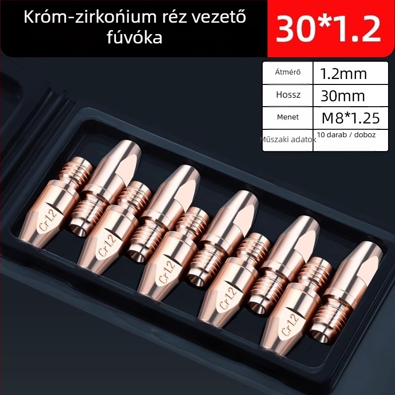 36KD vezető fúvóka króm-zirkónium rézből, európai stílusú gázvédett ívhegesztéshez, hegesztőpisztolyhoz való kiegészítő, alumínium huzalhoz