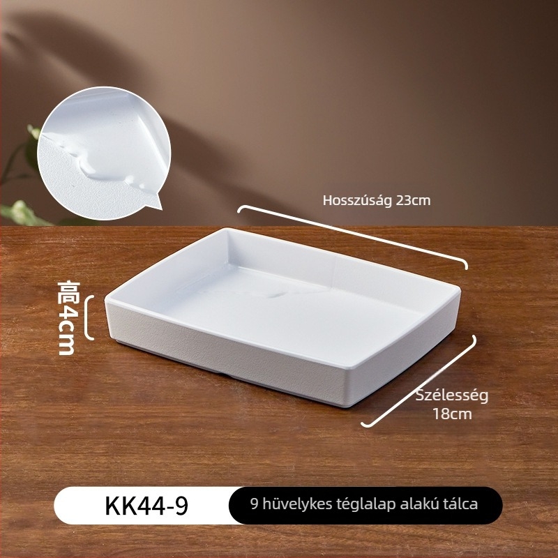 Melamin téglalap alakú lapos tál sushihoz és köretekhéz — testreszabható logó, mikrohullámú sütőhöz nem alkalmas, ideális szállodai és éttermi használatra