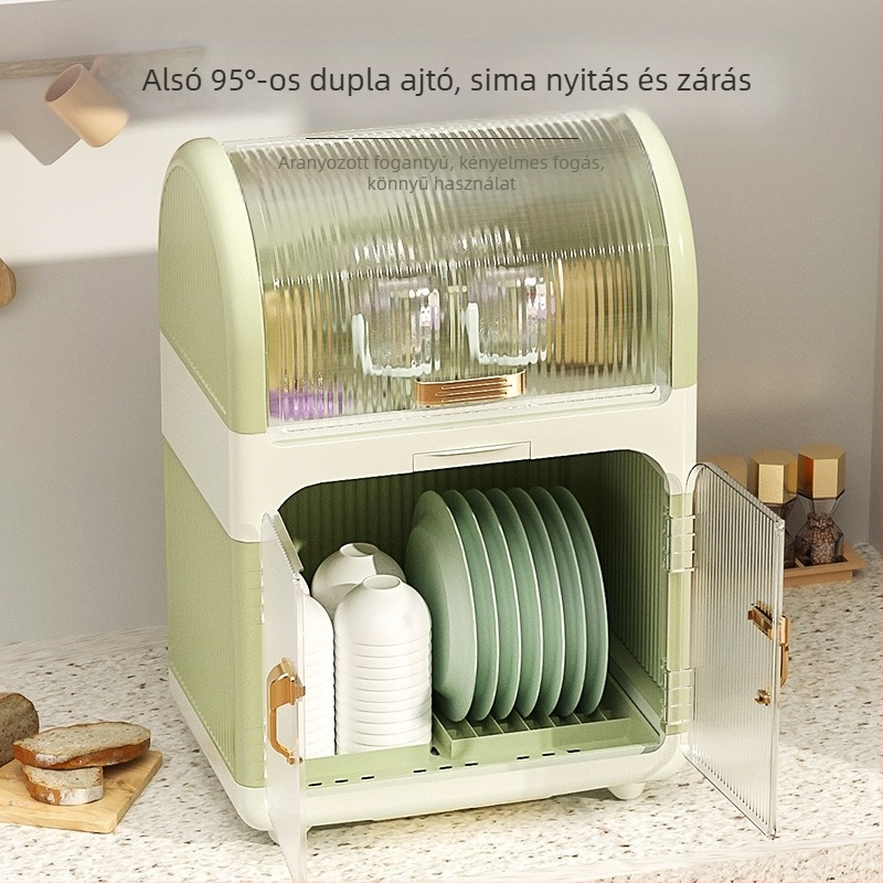 Konyhai edénytároló polc – porálló, 3-szintes, mozgatható, műanyag