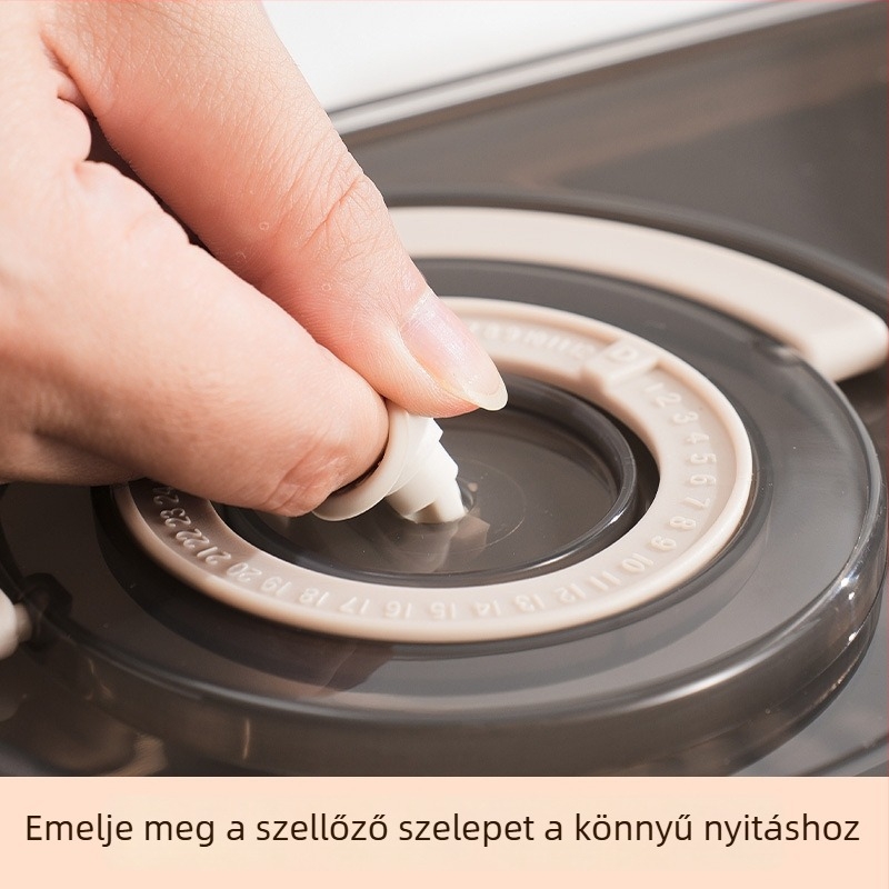 Hosszúkás rozsdamentes acél tárolóedény zárható, mikrohullámú sütőben használható és melegíthető – frissességet megőriz piknikhez