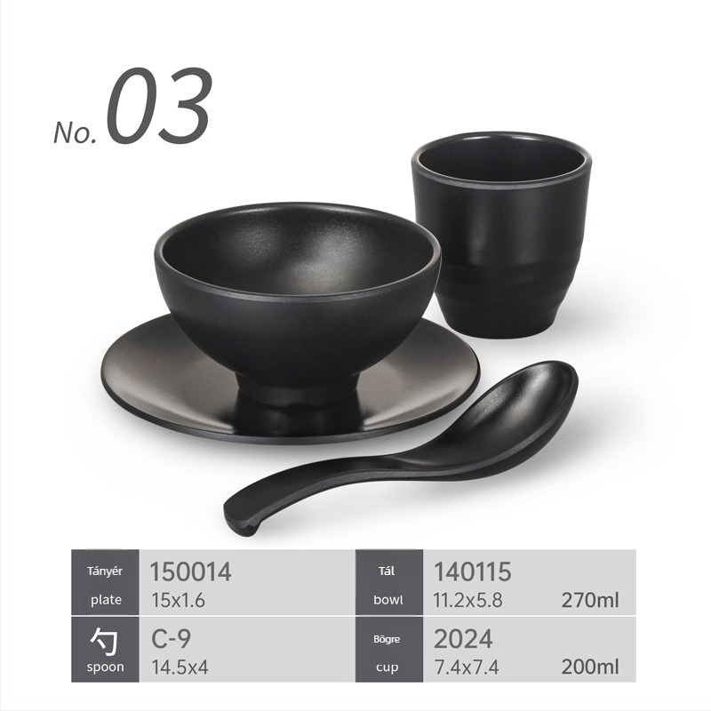 Melamin étkészlet – négy darabos készlet forró pot éttermeknek – ütésálló, több mintázat, logó nyomtatva