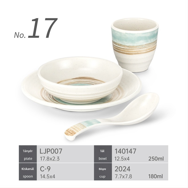 Melamin étkészlet – négy darabos készlet forró pot éttermeknek – ütésálló, több mintázat, logó nyomtatva