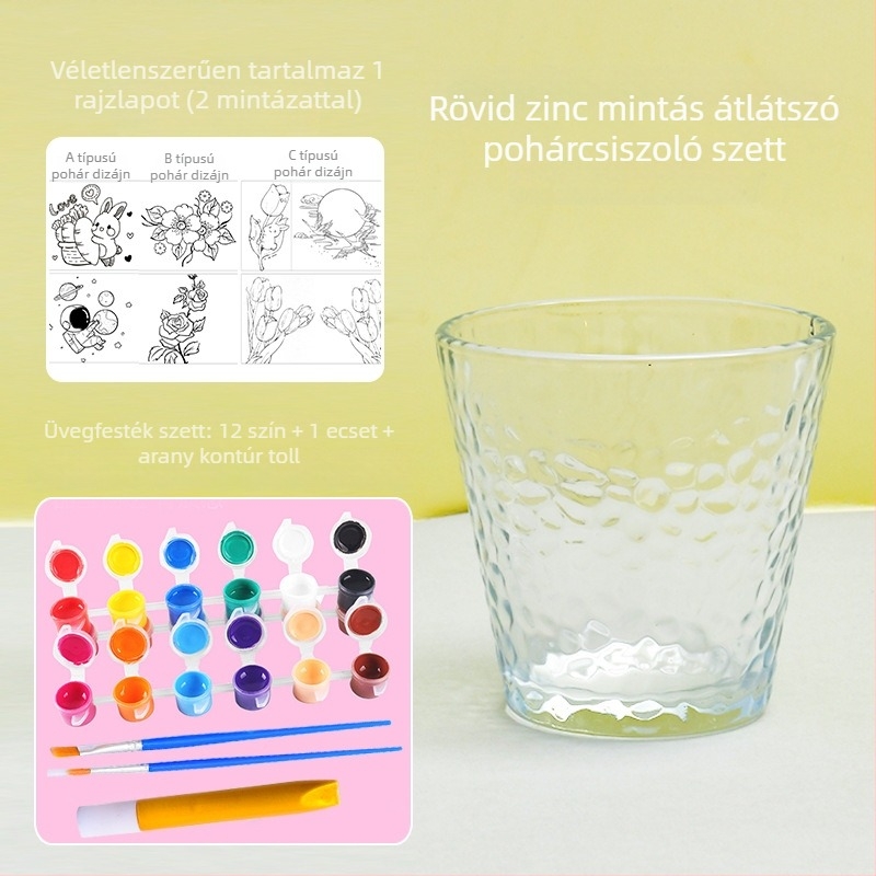 DIY festett üvegpohár gyerekeknek – kalapált textúra, egy rétegű, mintázat Solid, tömeg 100 g