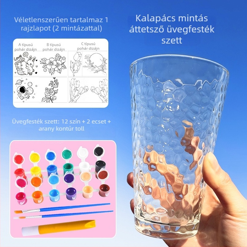 DIY festett üvegpohár gyerekeknek – kalapált textúra, egy rétegű, mintázat Solid, tömeg 100 g