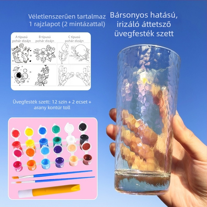DIY festett üvegpohár gyerekeknek – kalapált textúra, egy rétegű, mintázat Solid, tömeg 100 g