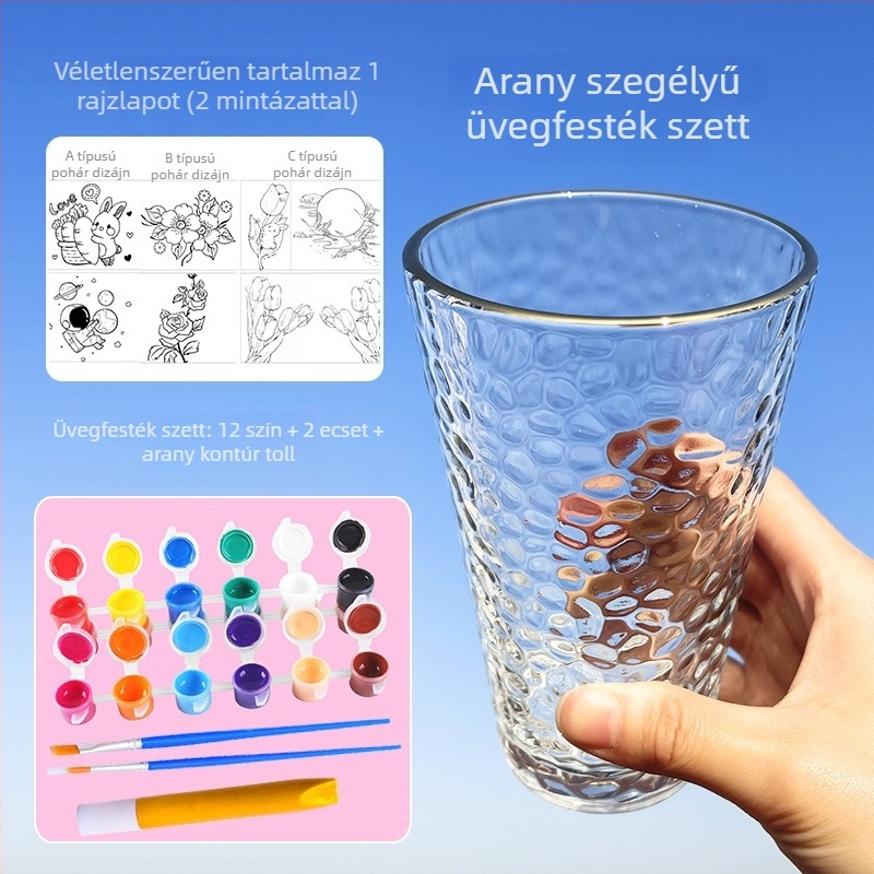 DIY festett üvegpohár gyerekeknek – kalapált textúra, egy rétegű, mintázat Solid, tömeg 100 g