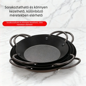 Sík aljzatú tapadásmentes grill serpenyő (Vas, Kör alakú, Hordozható, Könnyen tisztítható)