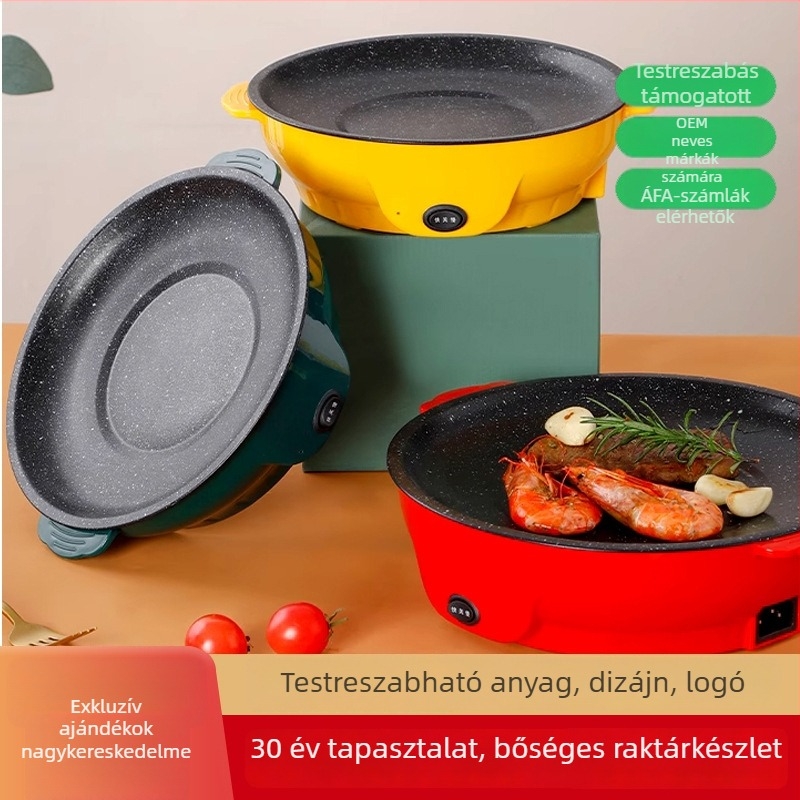 Otthoni használatra szánt többfunkciós elektromos grillserpenyő, kompakt, mindent egyben, koreai stílusú