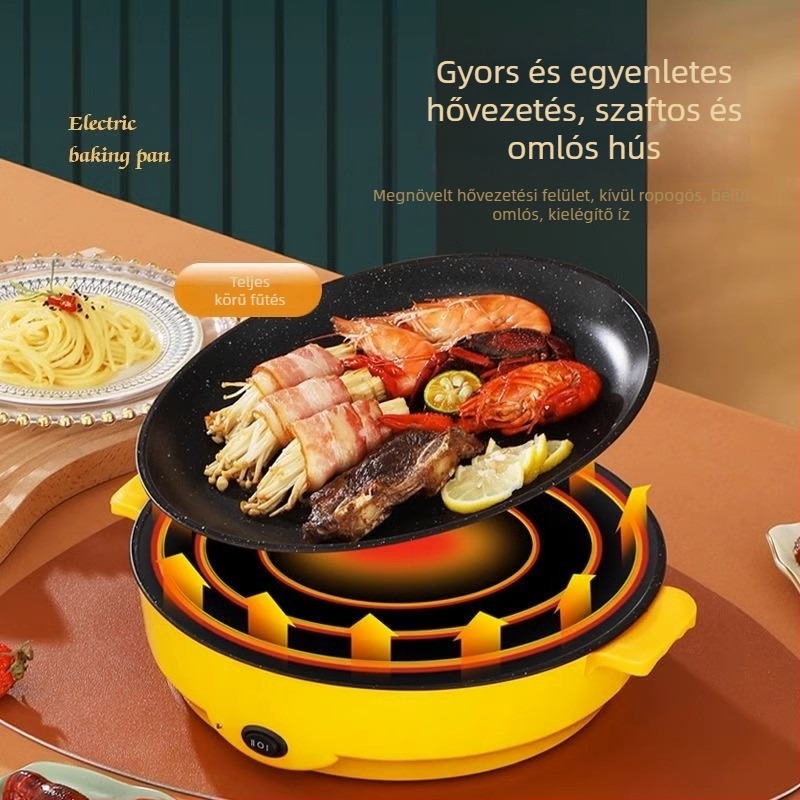 Otthoni használatra szánt többfunkciós elektromos grillserpenyő, kompakt, mindent egyben, koreai stílusú