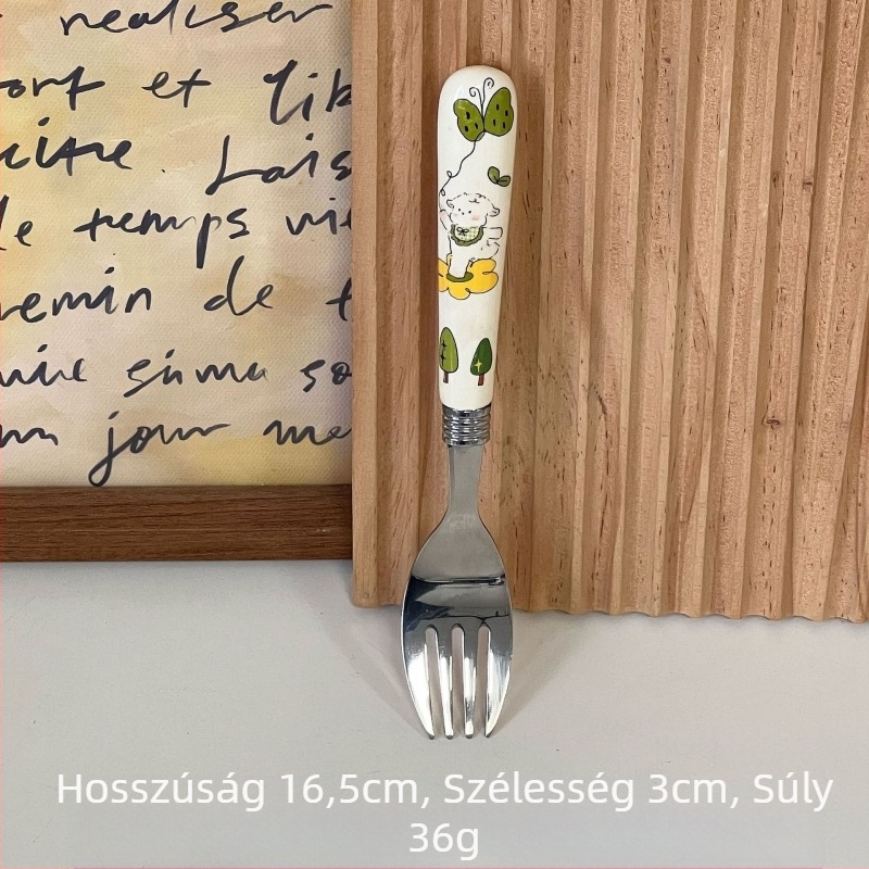 Aranyos gyerekeknek való 304 rozsdamentes acél evőeszköz készlet — kés, villa, kanál és evőpálcika; többfunkciós, gépi polírozott felülettel