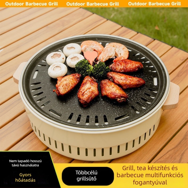 Kültéri, kör alakú rozsdamentes acélból készült szenes grillsütő