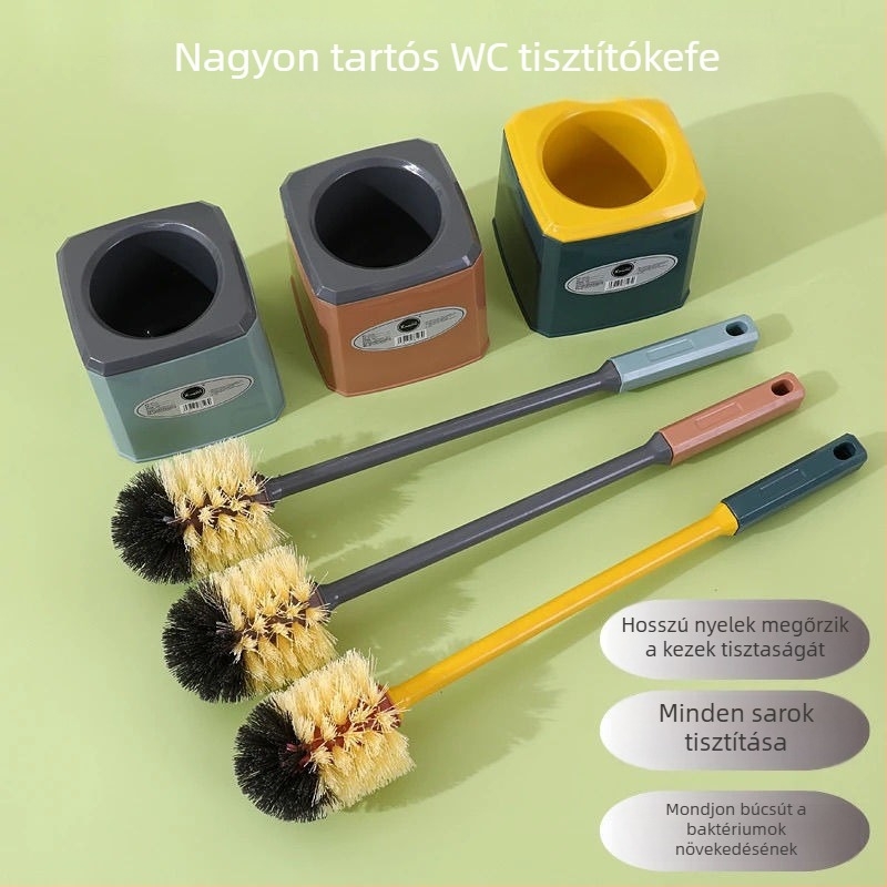 WC-kefés készlet lefolyó talppal, hosszú nyéllel, holttér nélküli tisztításhoz (Anyag: Műanyag; Márka: Unique)