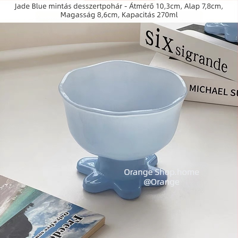 Jégkrémes pohár egyedi alakú, üvegből, logó nyomtatott, testreszabható, környezetbarát desszert pohár