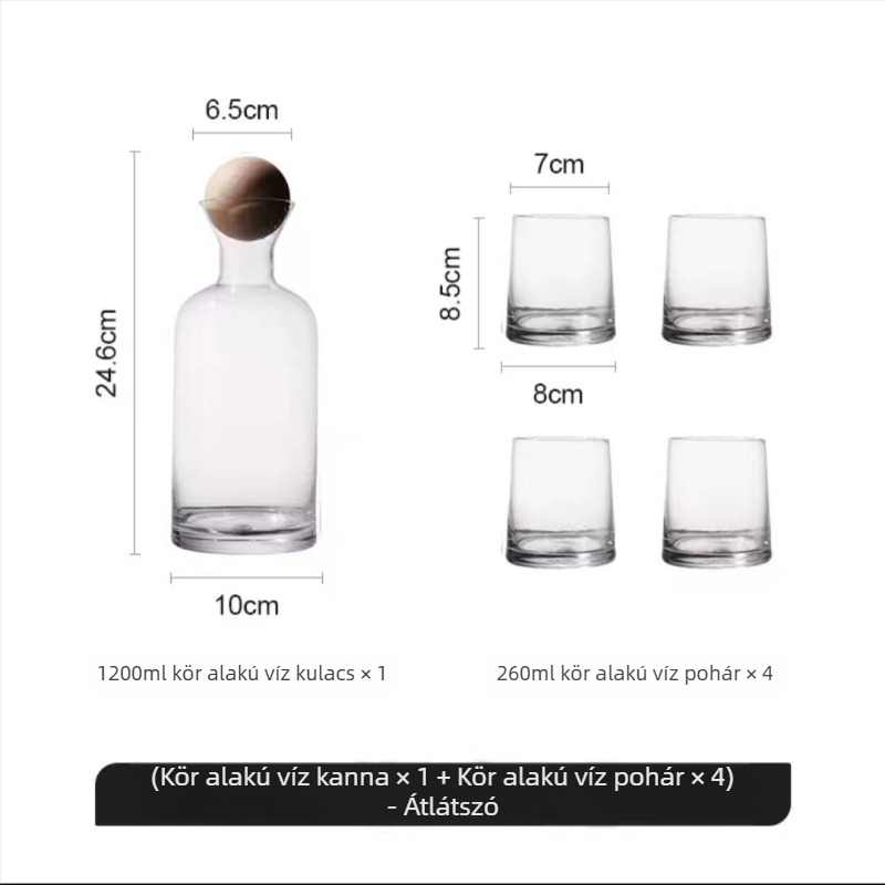 Otthoni üvegpohár és gyümölcslé kanna készlet, könnyű luxus stílus, hőálló üveg, nagy kapacitás