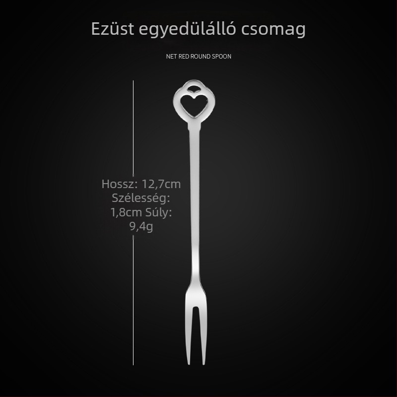 Kétfogú gyümölcskés, rozsdamentes acélból, modern minimalist stílus, virágos mintázat, tükörfényes felület