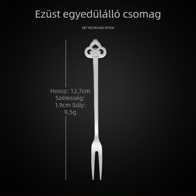 Kétfogú gyümölcskés, rozsdamentes acélból, modern minimalist stílus, virágos mintázat, tükörfényes felület