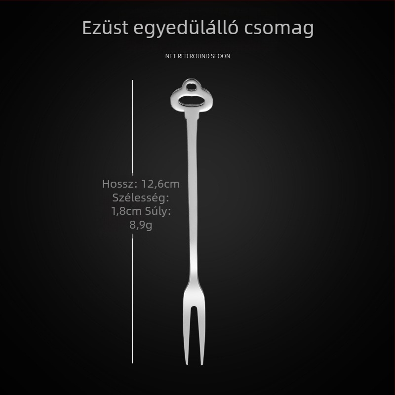 Kétfogú gyümölcskés, rozsdamentes acélból, modern minimalist stílus, virágos mintázat, tükörfényes felület