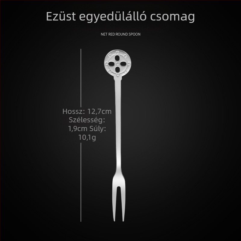 Kétfogú gyümölcskés, rozsdamentes acélból, modern minimalist stílus, virágos mintázat, tükörfényes felület