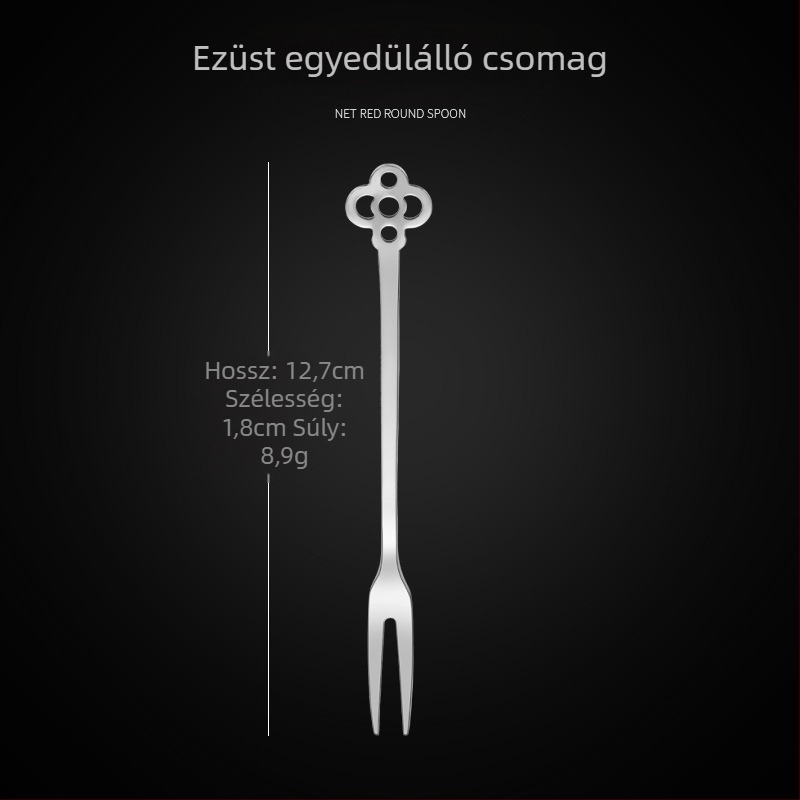 Kétfogú gyümölcskés, rozsdamentes acélból, modern minimalist stílus, virágos mintázat, tükörfényes felület