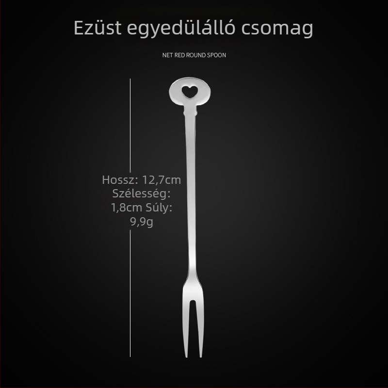 Kétfogú gyümölcskés, rozsdamentes acélból, modern minimalist stílus, virágos mintázat, tükörfényes felület