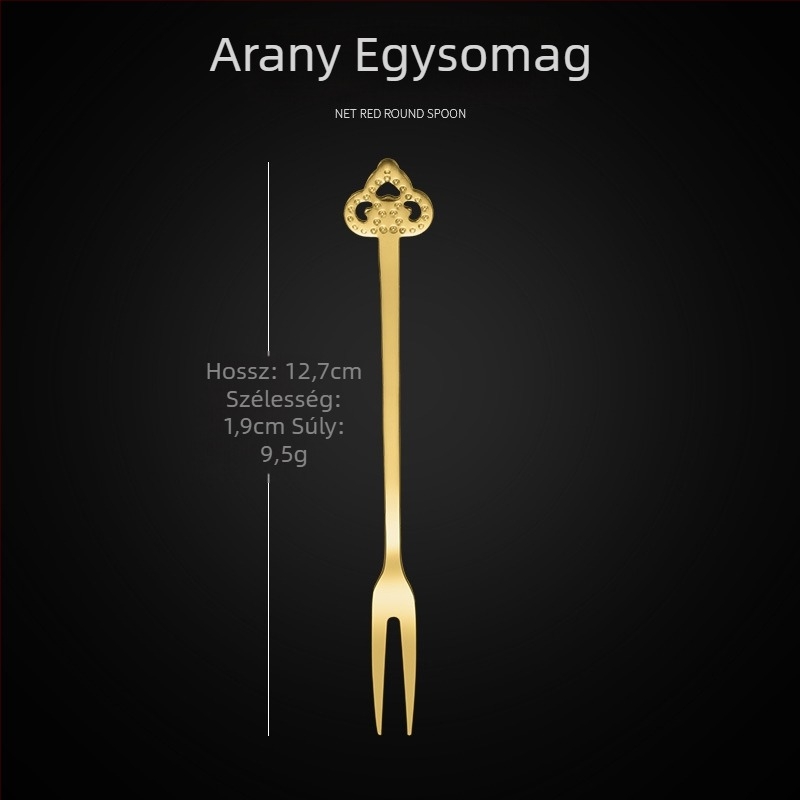 Kétfogú gyümölcskés, rozsdamentes acélból, modern minimalist stílus, virágos mintázat, tükörfényes felület