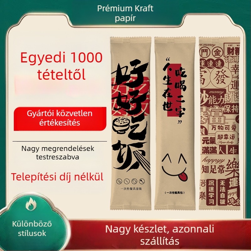 Egyszer használatos négy darabos evőeszköz-készlet – bambusz, ideális cateringhez és elvitelre, logónyomás elérhető, testre szabható